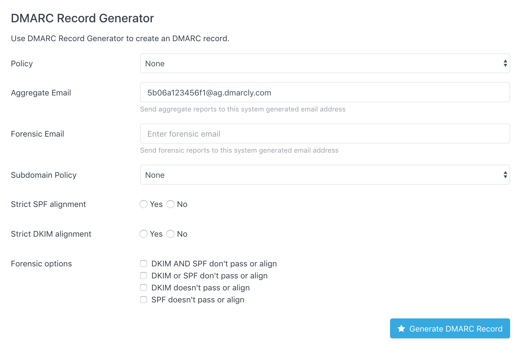 DMARC record generator